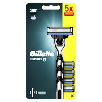 Gillette Mach3 Maszynka dogolenia dla mężczyzn + 5 ostrzy wymiennych