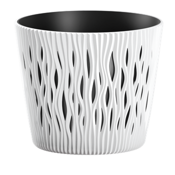 Doniczka Prosperplast Sandy Round biała, śr. 19 cm, z wkładem