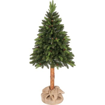 Choinka Świerk Royal 150 cm z wplotami gałązek PE i szyszkami  brązowy pień w jucie