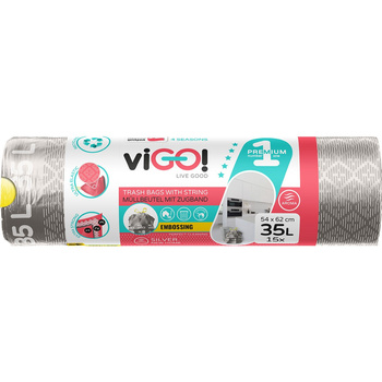 viGO! Eko Worki LD z taśmą 4 SEASONS SILVER new home 35 l 15szt