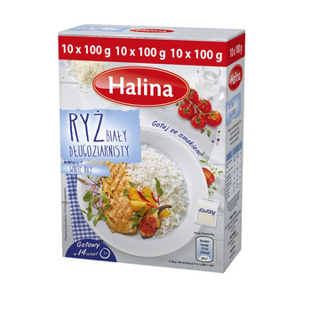 Halina Ryż biały długoziarnisty 1 kg (10 torebek)
