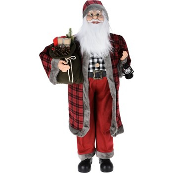 Mikołaj stojący, w kostiumie w kratkę, 110cm