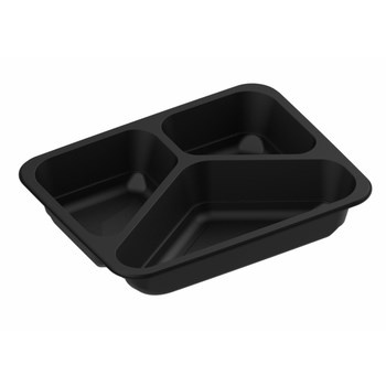 Guillin Polska Maptipack Pojemniki obiadowe gładkie czarne PP trójkomorowe 450/300/200 ml | 80 szt.