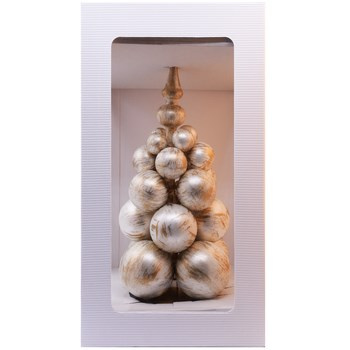 Choinka ze szklanych bombek/21 sztuk biała postarzana