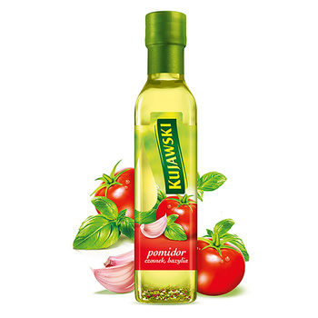 Kujawski Olej rzepakowy z pierwszego tłoczenia z pomidorami czosnkiem i bazylią 250 ml