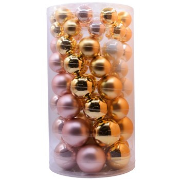 Vitbis Bombka szklana Set gładka, srebrna złota różowa 40mm+50mm+60mm+70mm 60szt. mix