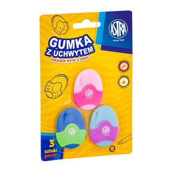 Gumka owalna z uchwytem Astra, blister 3 szt.