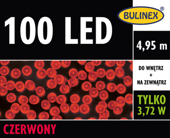 Lampki 100 LED czerwone z zasilaczem 4,95M dekoracji na zewnątrz i do wnętrz