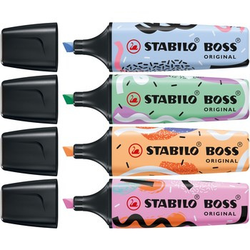 Zakreślacz STABILO BOSS ORIGINAL Pastel by Ju Schnee etui kartonowe 4 szt.