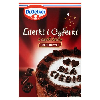 Dr. Oetker Literki i cyferki z czekolady deserowej 60 g (82 sztuki)