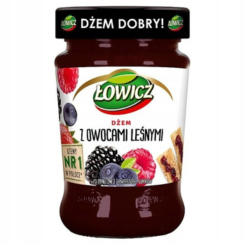 Łowicz Dżem z owocami leśnymi o obniżonej zawartości cukrów 280 g