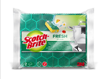 Scotch-Brite® FRESH Zmywak kuchenny płaski do trudnych zabrudzeń z unikaną technologią SCRUB DOTS