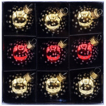 Vitbis Bombka szklana dekor prosty fi 40mm/9 szt. mix