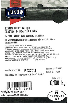 Szynka dojrzewająca plastry 100g Łuków