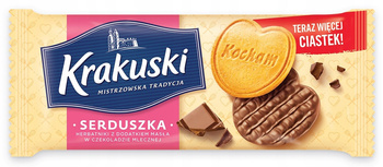 Krakuski Serduszka Herbatniki z dodatkiem masła w czekoladzie mlecznej 171 g