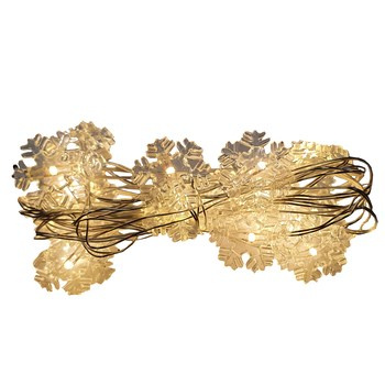 Lampki 20 LED śnieżynki + gwiazdki na baterie warm white