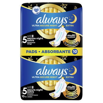 Always Ultra Secure Night Extra with wings Podpaski, 10 sztuk
