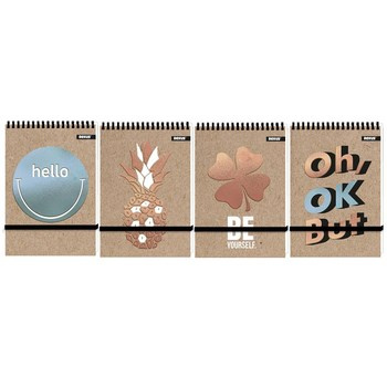 Kołonotes A6/96k. kratka, zamykany na gumkę - Kraft Liner HS - Rexus