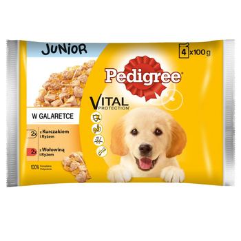 Pedigree Vital Protection Junior Karma pełnoporcjowa w galaretce 400 g (4 x 100 g)