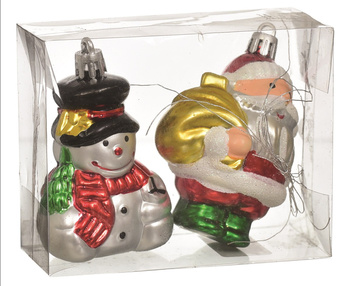 JUMI Bombki plastikowe bałwan + Mikołaj 2 szt