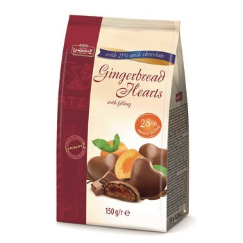 Lambertz pierniki nadziewane serca w czekoladziemlecznej 150g