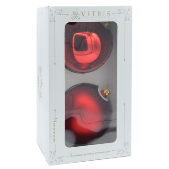 Vitbis Bombka szklana fi 80 mm/2 szt. gładkie czerwone