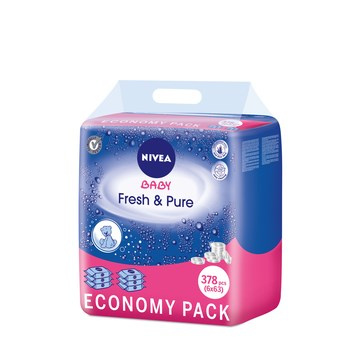 NIVEA Baby Fresh & Pure Chusteczki 378 sztuk (6 x 63 sztuki)