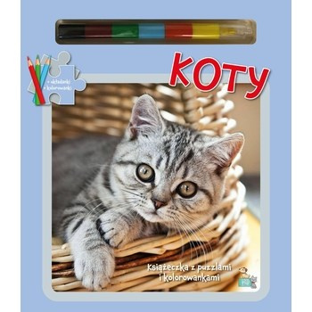 Książeczka z puzzlami, kolorowankami i kolorową kredką