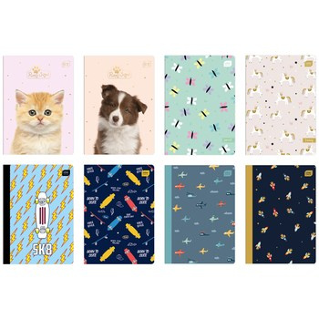 Zeszyt A5/16 kartek, trzy linie mix wzorów, INTERDRUK