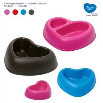 Miska dla kota, plastikowa jednokomorowa w kształcie serca; mała 18x15x5,5 cm, pojemność 0,25 l