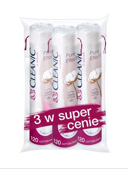 Cleanic Pure Effect Płatki kosmetyczne okrągłe 3 x 120 sztuk