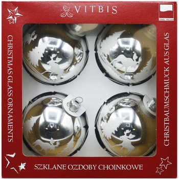 Vitbis Bombka szklana srebrna, łosie 80 mm 4szt.