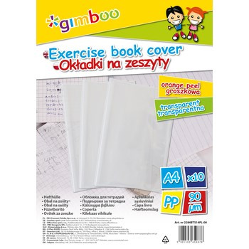 Okładka na zeszyty GIMBOO A4 90mikr 10szt groszkowa transparentna