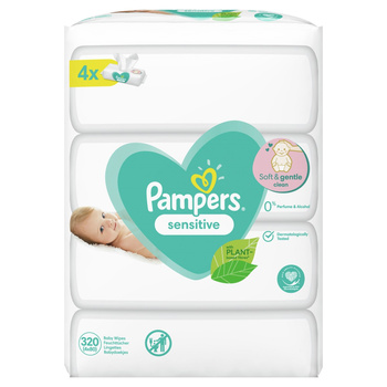 Pampers Sensitive Chusteczki 4 opakowania = 320 chusteczek