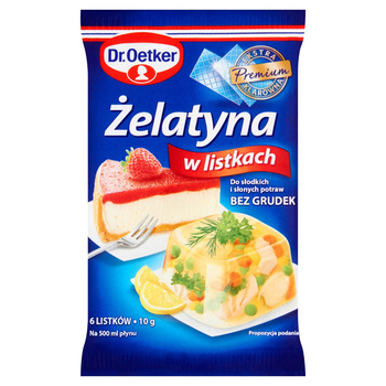 Dr. Oetker Żelatyna w listkach 10 g (6 listków)