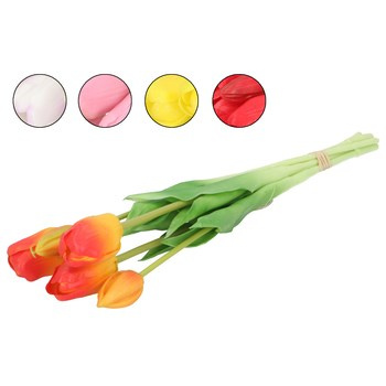 EM&EM Kwiat sztuczny tulipan bukiet 5 główek 44 cm mix