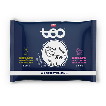 TEO karma mokra dla kotów, 2x bogata w królika, 2x bogata w cielęcinę 4x85g