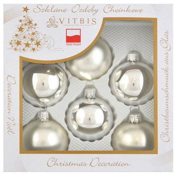 Vitbis Bombka szklana gładka srebrna 60mm 6szt.