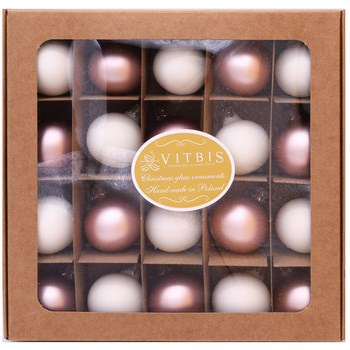 Vitbis Bombka szklana fi 30 mm/20 szt. gładkie mix biały/jasny róż
