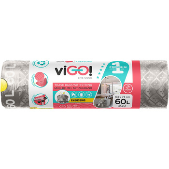 viGO! Eko Worki LD z taśmą 4 SEASONS SILVER new home 60 l 10szt