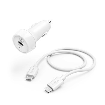 Ładowarka samochodowa Hama (PD)/Qualcomm® 20W USB-C - Lightning Biała