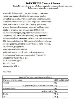 Deli'CHEESE Cheese & bacon 132g