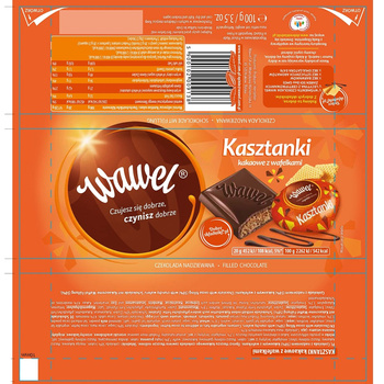 Wawel Kasztanki kakaowe z wafelkami Czekolada nadziewana 100 g