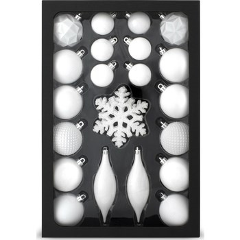 Zestaw 25 sztuk tradycyjnych ozdób choinkowych białe -RXL449