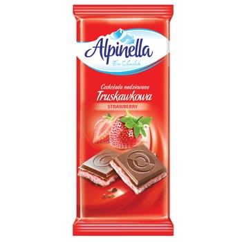 Alpinella Czekolada mleczna nadziewana truskawkowa 100 g