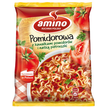 Amino Zupa błyskawiczna pomidorowa z kawałkami pomidorów i natką pietruszki 61 g