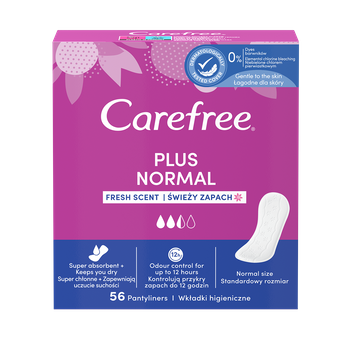 Carefree Plus Normal Wkładki higieniczne świeży zapach 56 sztuk