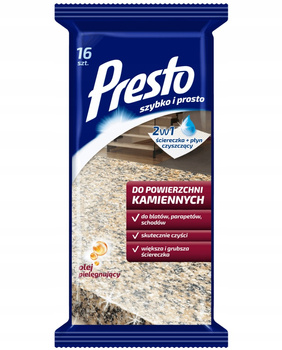 Presto Ściereczki nawilżane do powierzchni kamiennych 16 sztuk