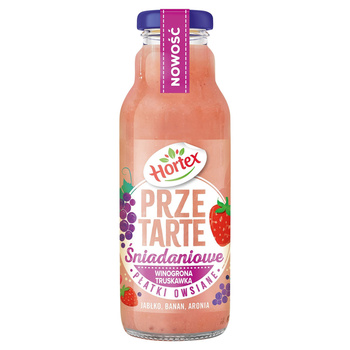 Hortex Przetarte Śniadaniowe Winogrona, truskawka, płatki owsiane butelka szklana 300ml