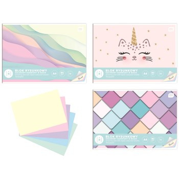 Blok rysunkowy kolorowy barwiony w masie A4 10 Pastel INTERDRUK